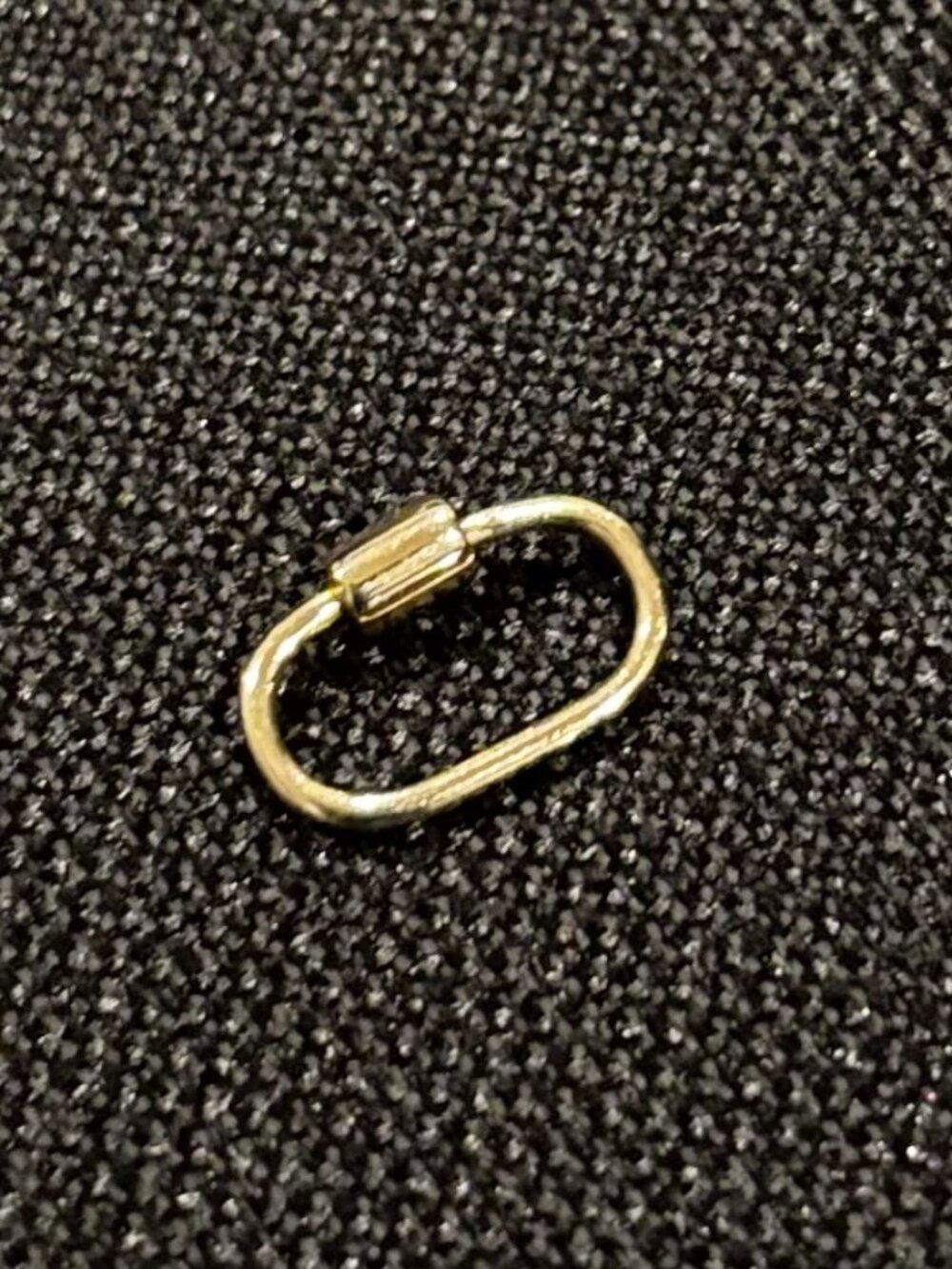 14K Solid Yellow Gold Oval Carabiner Lock / Pendant Enhancer